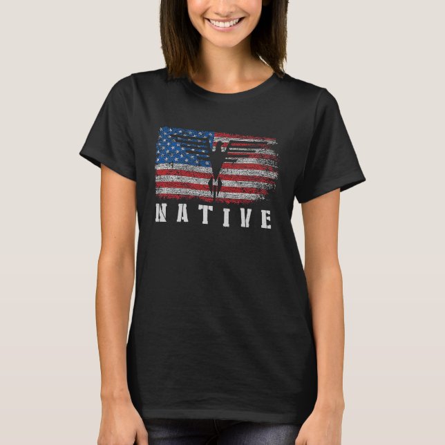 Camiseta Native American Thunderbird With USA Flag  Native  (Frente)