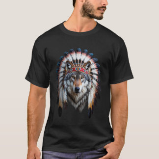 Camiseta Native Americans Wolf Feather