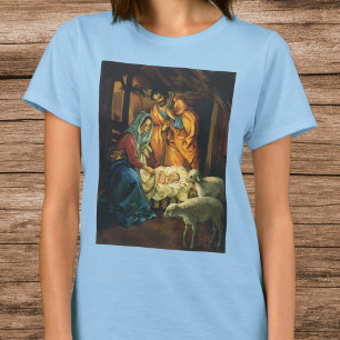 Camiseta Natividade de Natal Vintage, Menino Jesus no Presé