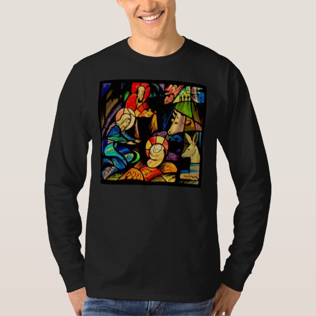 Camiseta Natividade do estilo do vitral (Frente)