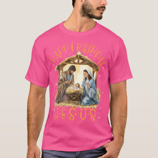 Camiseta Natividade Feliz aniversário Jesus Natal Natividad