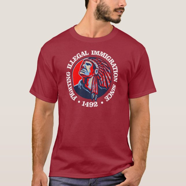 Camiseta Nativo Americano (Imigração Ilegal) (Frente)