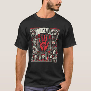 Camiseta Nativo Americano Indígena Mão Vermelha Sangue Indí