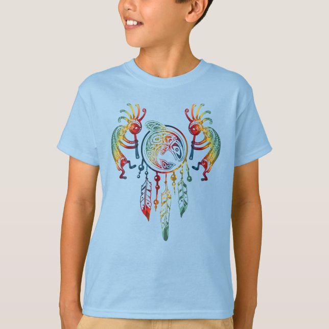 Camiseta Nativo americano Kokopelli Whale Dreamcatcher 1 (Frente)