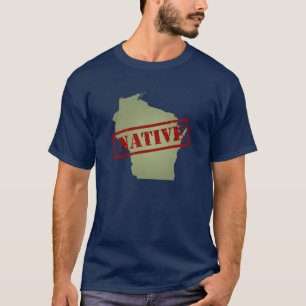 Camiseta Nativo de Wisconsin com mapa de Wisconsin