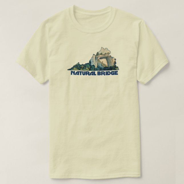 Camiseta Natural Bridge Virginia State Map (Frente do Design)