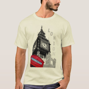 Camiseta Natural Color London Big Ben Clock Tower Moderna