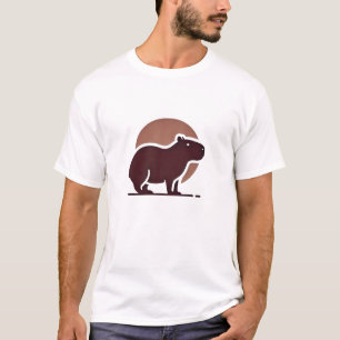 Camiseta Natural da Silhueta Minimalista Capybara