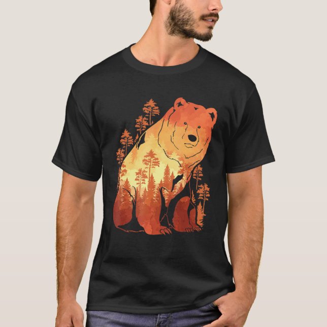 Camiseta Nature Brown Bear Fora da Floresta Selvagem Animal (Frente)