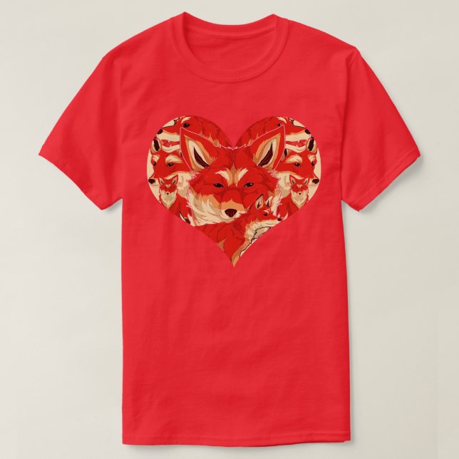 Camiseta Nature Fox Lover Heart Willife Animal Fox (Frente do Design)