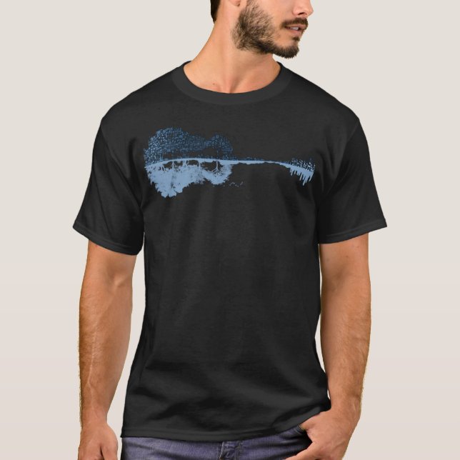 Camiseta Nature Guitar - Notas Musicais - Azul (Frente)
