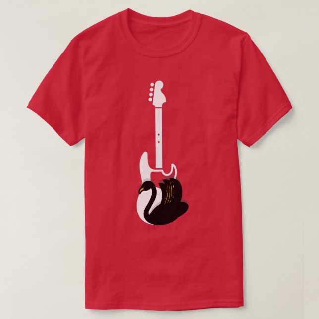 Camiseta Nature Guitar swan black white (Frente do Design)