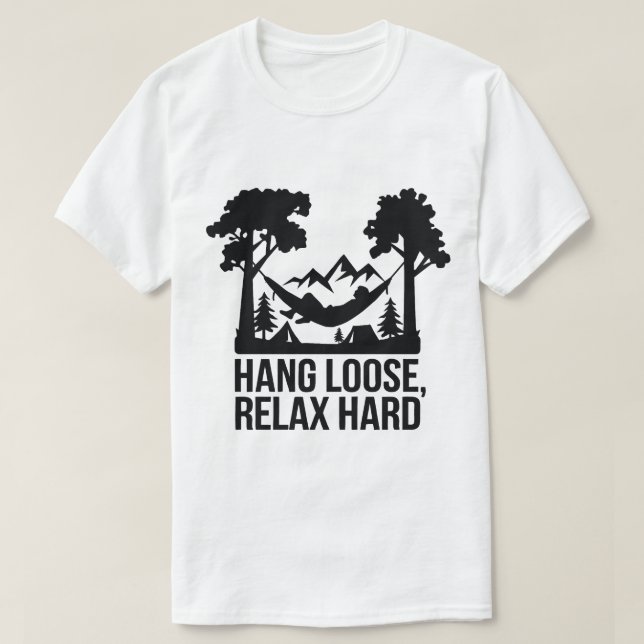 Camiseta Nature Hammock Camping Relaxando Arte Silhueta (Frente do Design)