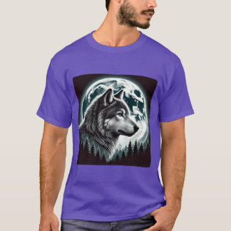 Camiseta Nature Lua Alpha Lobo Bonito Lua natureza retrô