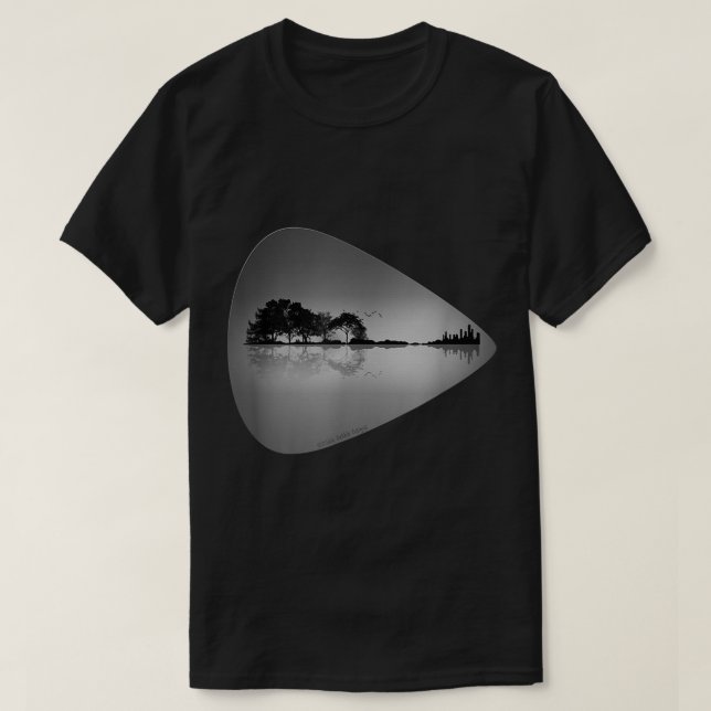 Camiseta Nature Meets City Guitar Pick Design (Frente do Design)