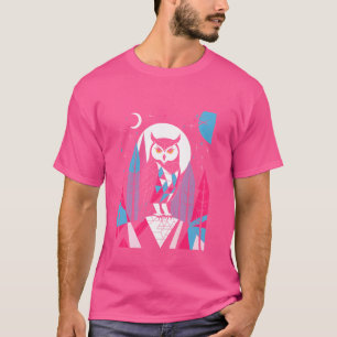 Camiseta Nature Moon Retro Owl Arte Geométrica
