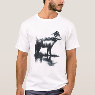 Camiseta Nature Mounains Adventure Wolf Outdoor Willife F