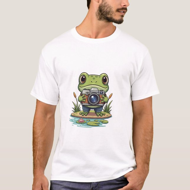Camiseta Nature Snapper: Fotógrafo de Sapo Adorável (Frente)