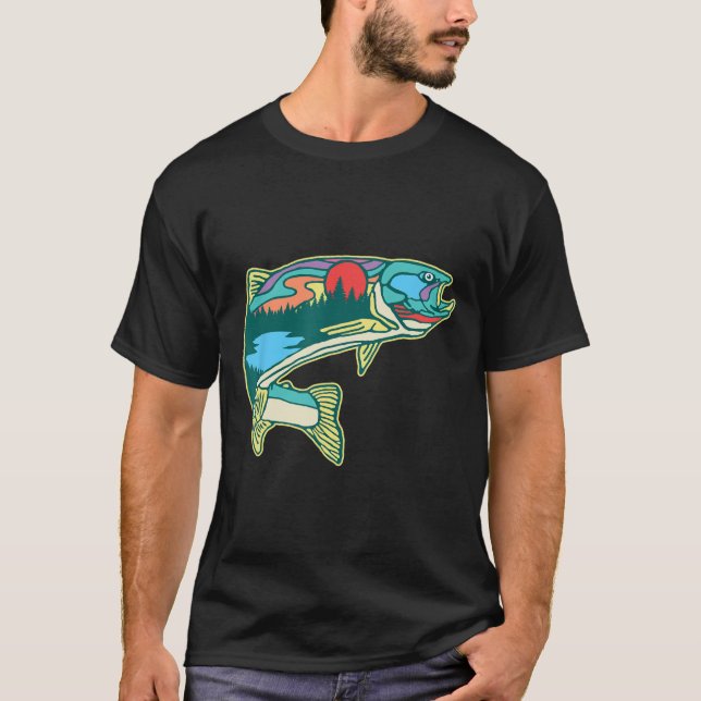 Camiseta Nature Trout Illustration Vintage Fly Fishing Retr (Frente)