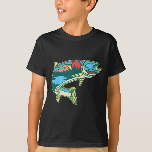 Camiseta Nature Trout Illustration Vintage Fly Fishing Retr (Frente)