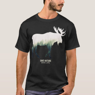 Camiseta Natureza Animal Selvagem Floresta Moose 