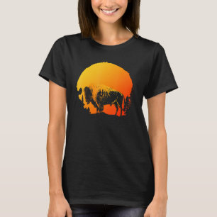 Camiseta Natureza Animal Selvagem Retro Silhouette Bison Bu