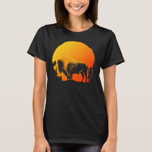 Camiseta Natureza Animal Selvagem Retro Silhouette Bison Bu