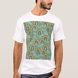 Camiseta Natureza Arco-Íris: Composição Vintage Desenhada À