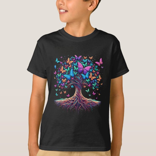 Camiseta Natureza da árvore borboleta (Frente)