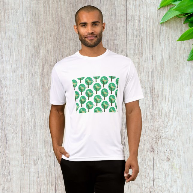 Camiseta Natureza de padrão verde de pássaro e árvore inspi (Criador carregado)