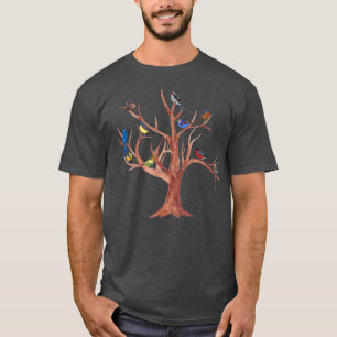 Camiseta Natureza Divertida: Árvores e Pássaros São Pres