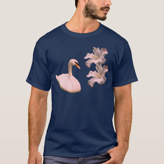 Camiseta Natureza Do Cisne E Da Flor De Hibiscus (Frente)