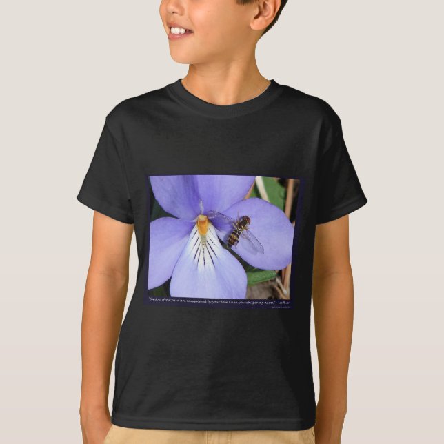 Camiseta Natureza Do Violeta-Pé De Pássaros De Amor (Frente)