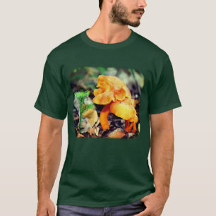 Camiseta Natureza dos Cogumelos Selvagens de Laranja Pálido