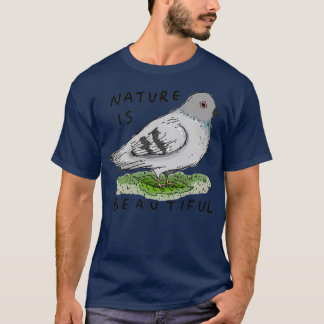 Camiseta Natureza é Bela Pombo numa folha 2