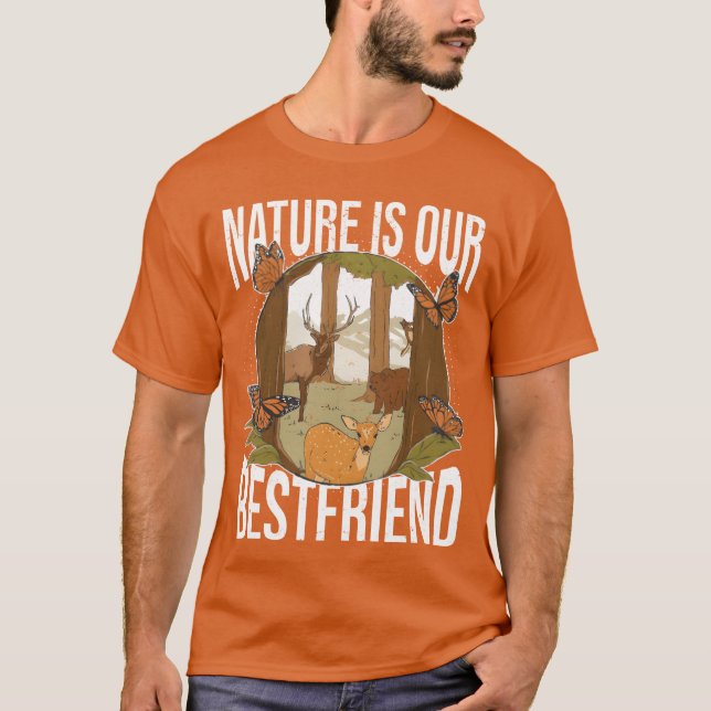 Camiseta Natureza é o nosso melhor amigo da Floresta, rapaz (Frente)