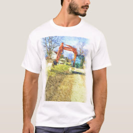 Camiseta natureza escavadora e uma casa