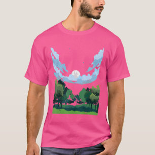 Camiseta Natureza-Lua-Cheia Árvores-Luar Selvagem ao ar liv