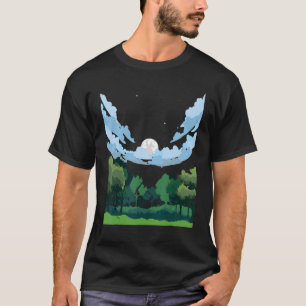 Camiseta Natureza-Lua-Cheia Árvores-Luar Selvagem ao ar liv