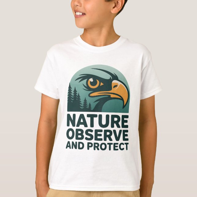 Camiseta Natureza - Observar e Proteger - Cabeça de Águia (Frente)