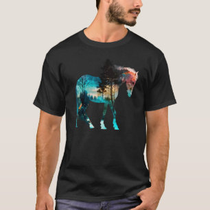 Camiseta Natureza Selvagem Colorida Reflexo de Cavalo