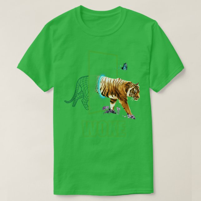 Camiseta Natureza selvagem do Tiger com Wireframe estético (Frente do Design)