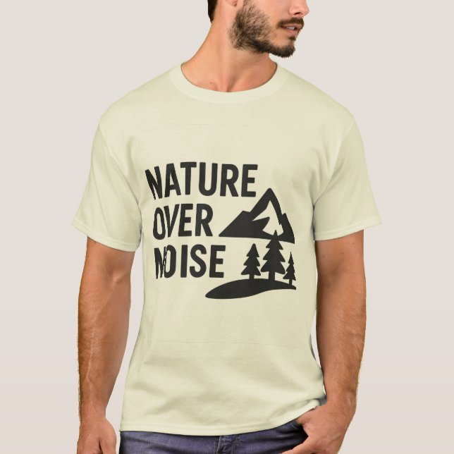 Camiseta Natureza Sobre Ruído - Citação Da Tipografia Minim (Frente)