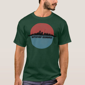 Camiseta Nau de Guerra Alemã Bismarck Edição de Navio da 2ª
