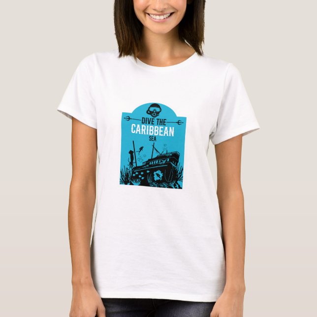 Camiseta naufrágios de mergulho no mar (Frente)