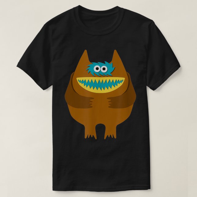 Camiseta Nauga Trava De Monstro De Fita De Animais Enchidos (Frente do Design)
