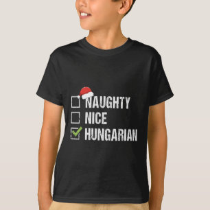 Camiseta Naughly Nice Hungria Papai noel Natal Gif