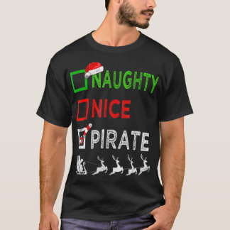 Camiseta Naughn Nice Pirata, Papais noeis Engraçados de Nat