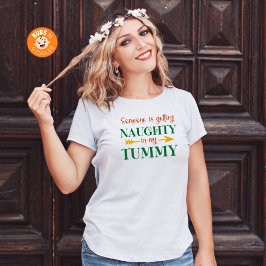 Camiseta Naughn Pregnancy Anúncio de Natal