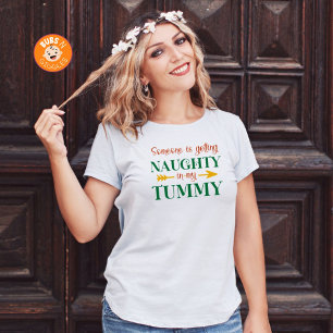 Camiseta Naughn Pregnancy Anúncio de Natal